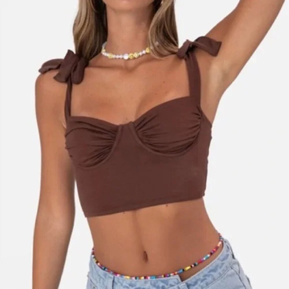 Adika Brown Cropped Tank Top